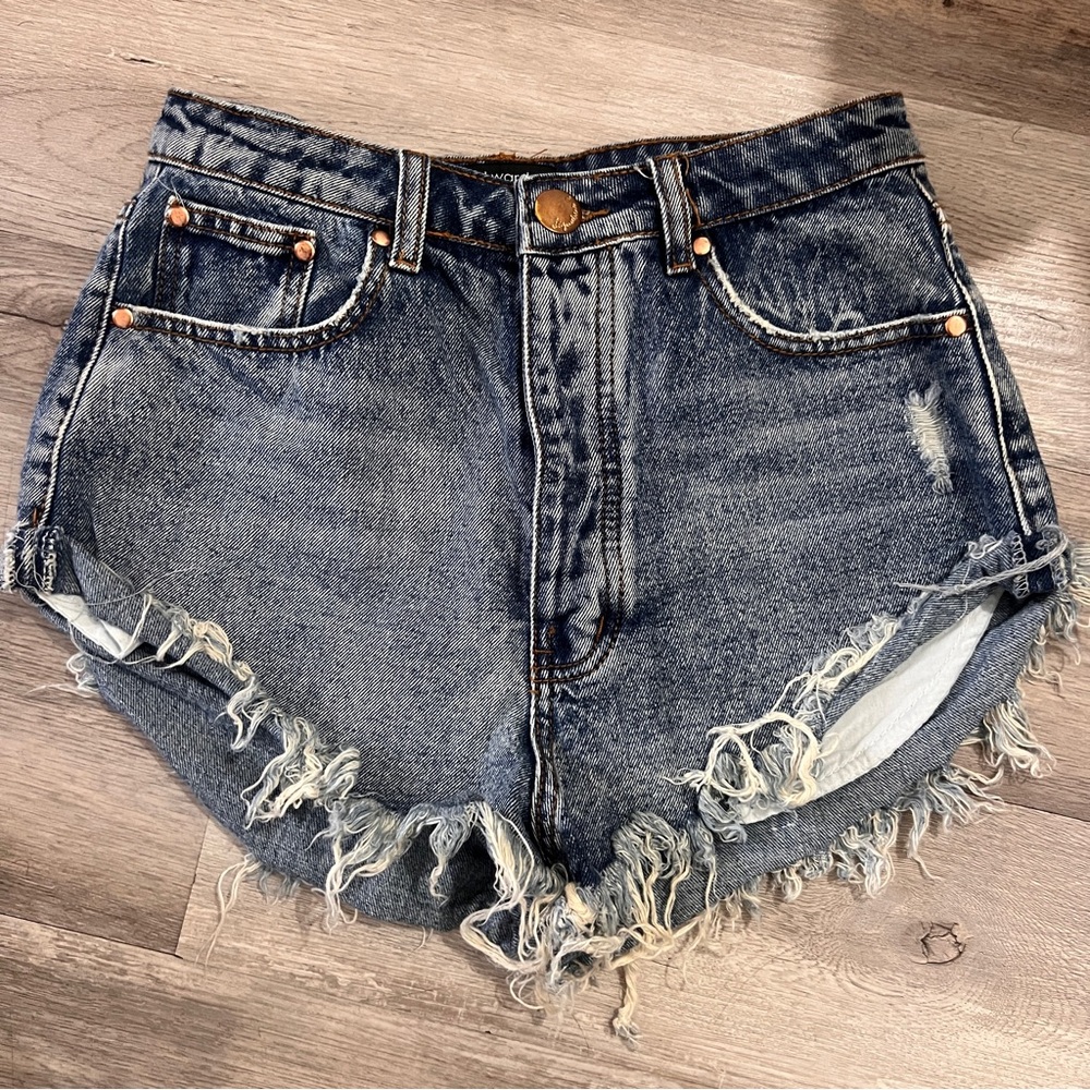 Naked Wardrobe Denim Frayed Hem Shorts